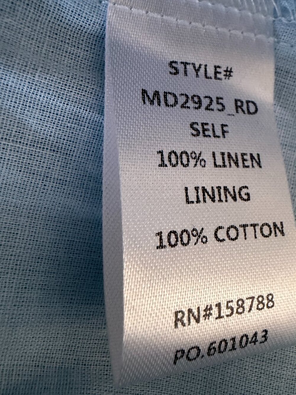 MABLE Scalloped Blue Linen Midi Dress Puff Sleeves Small - Picture 14 of 14